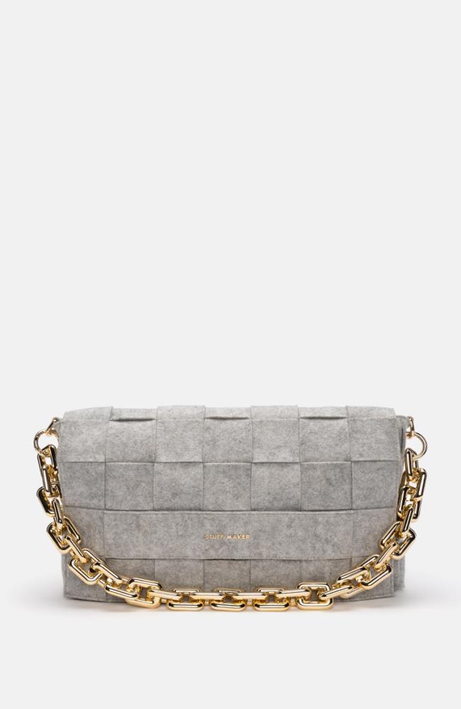 Geflochtene Handtasche in Grau
