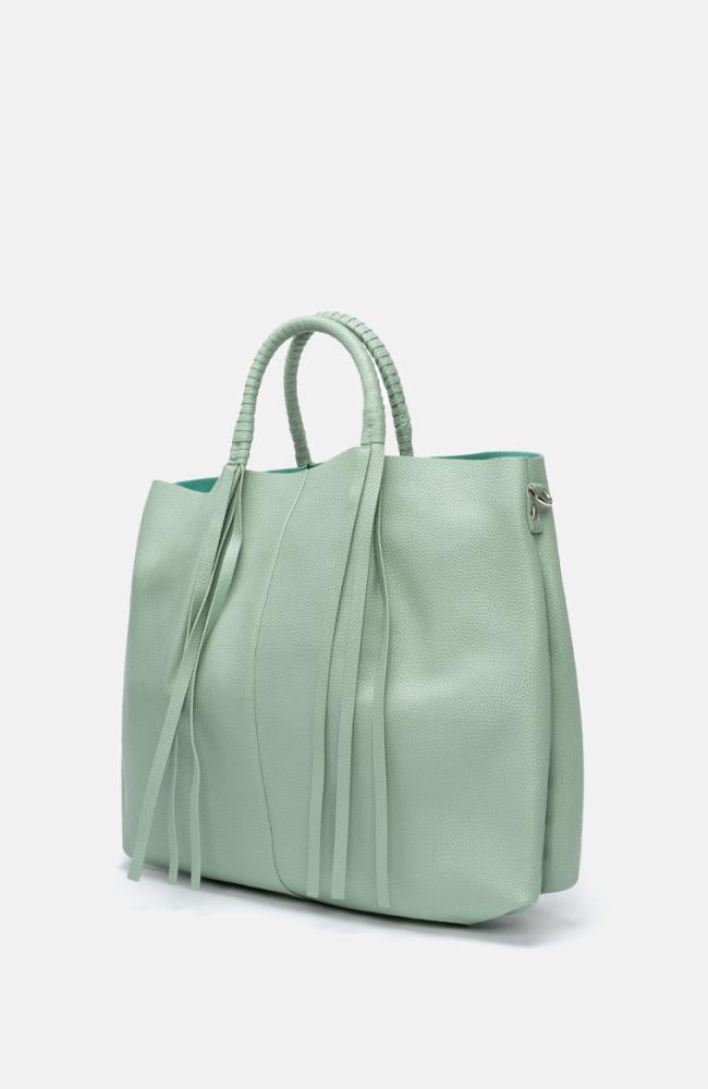 Leder Shopper in Mint