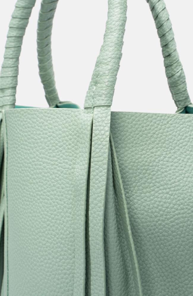 Leder Shopper in Mint