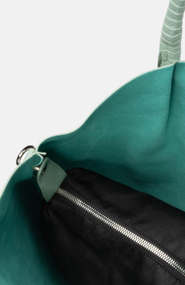 Leder Shopper in Mint
