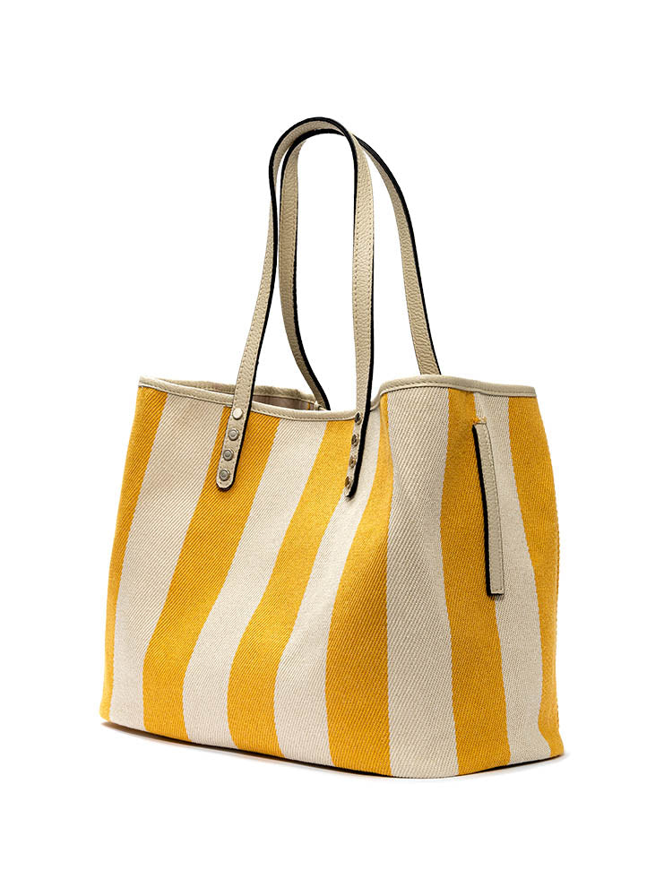 Shopper Kim in Gelb/Beige gestreift