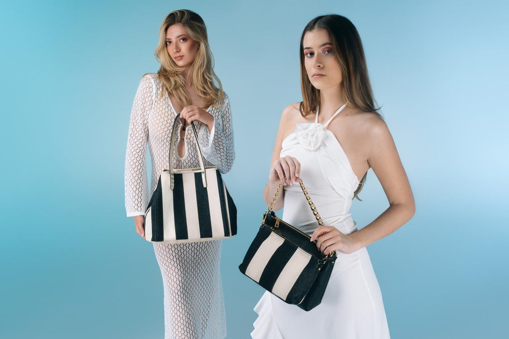 Shopper Kim in Schwarz/Beige gestreift