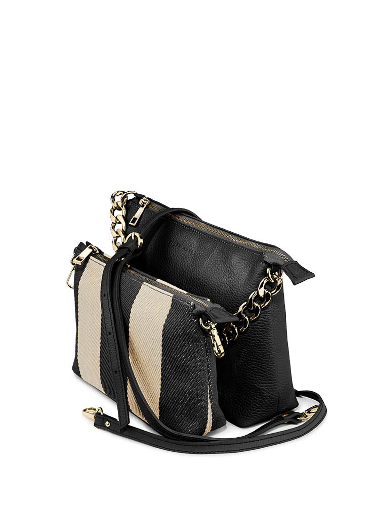 Crossbody bag Marie in Schwarz Weiß gestreift