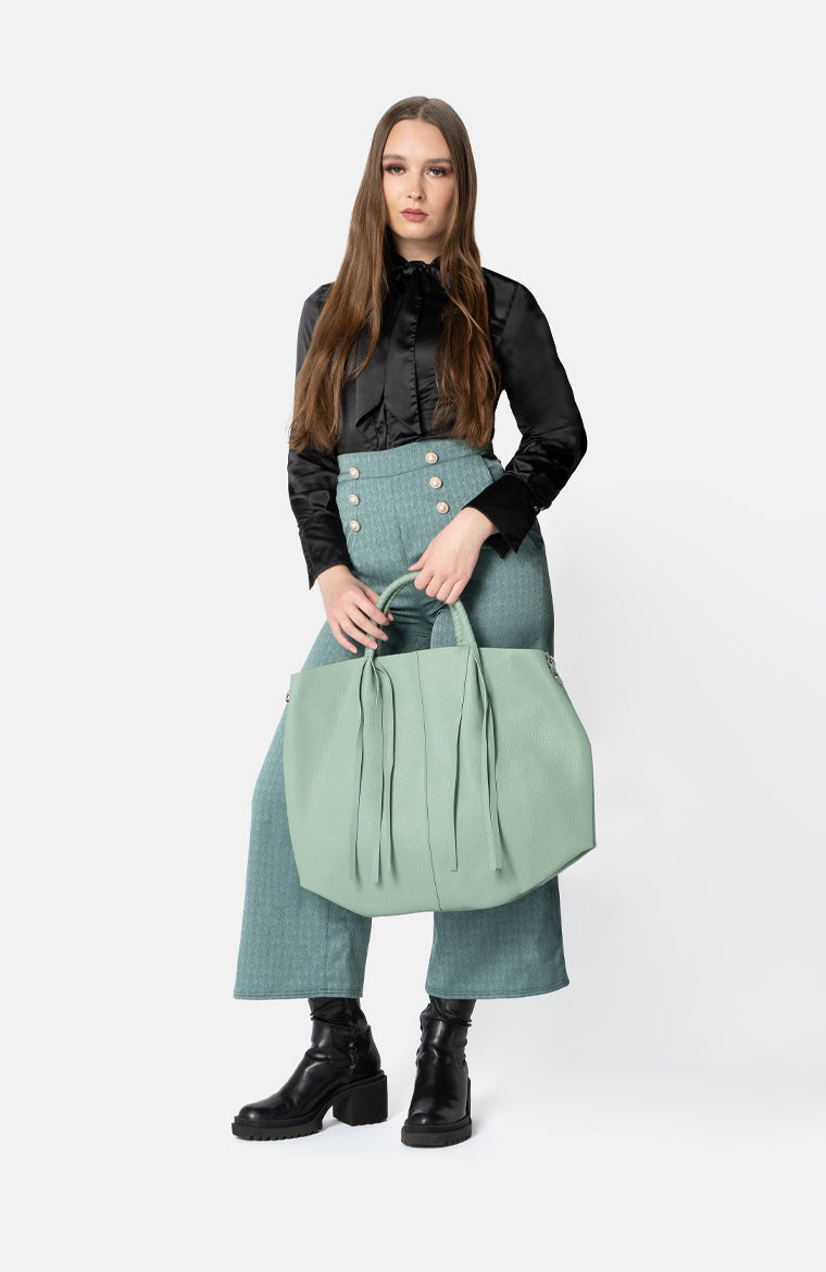 Leder Shopper in Mint