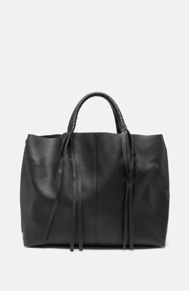 Leder Shopper in Schwarz