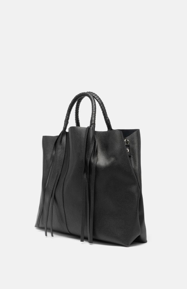 Leder Shopper in Schwarz