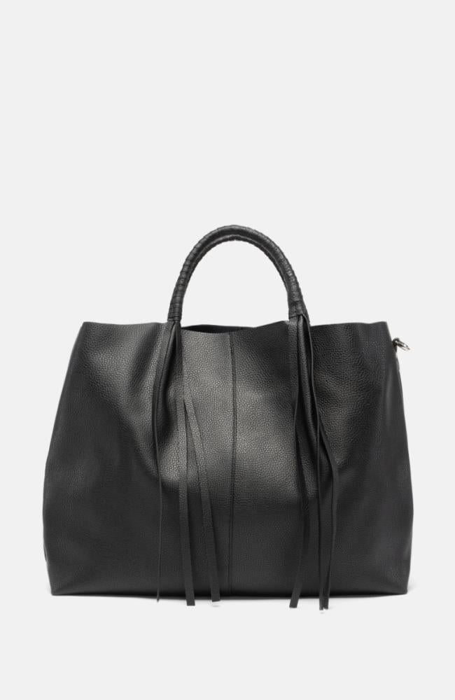 Leder Shopper in Schwarz