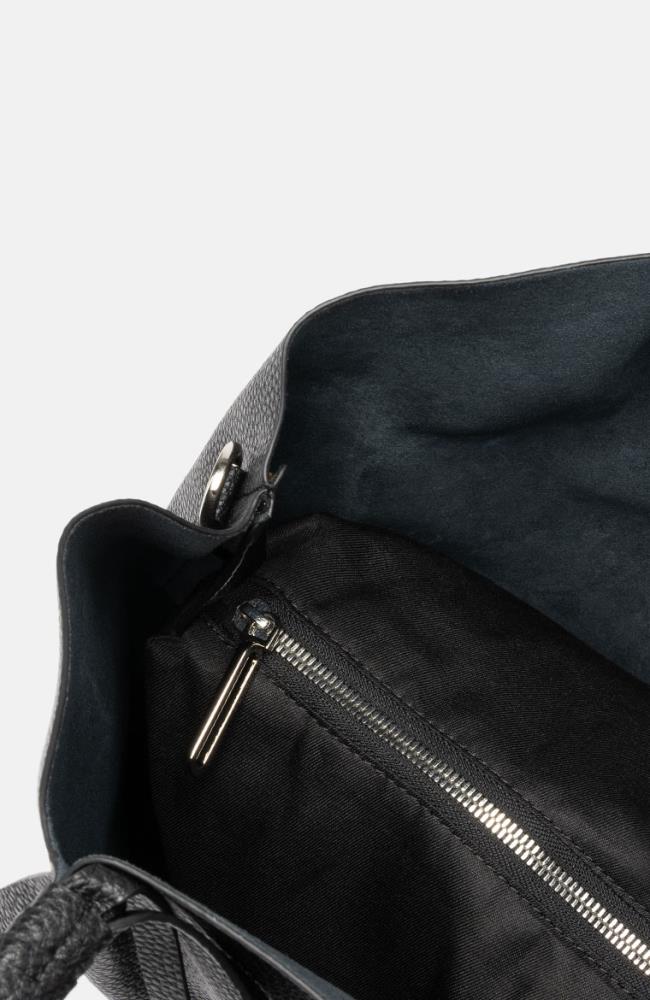 Leder Shopper in Schwarz