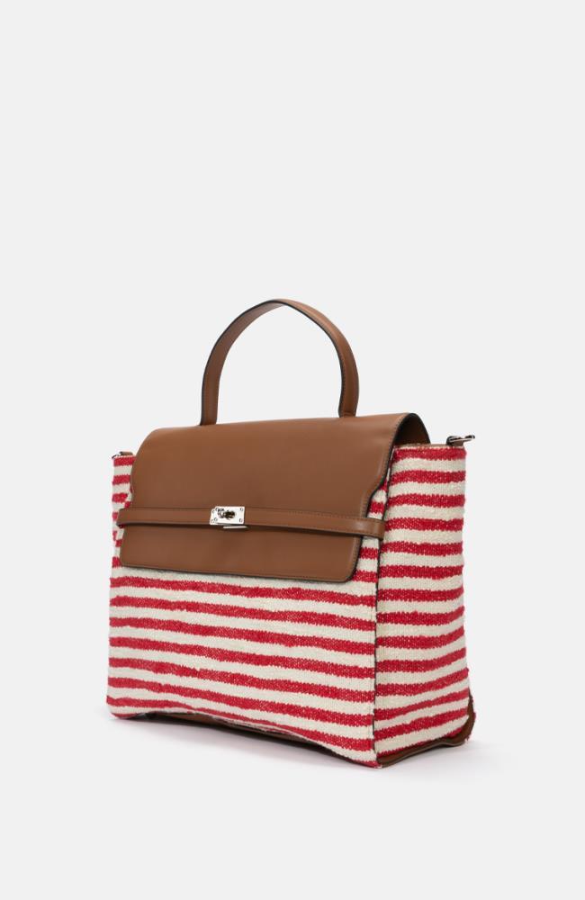 Beach Handbag in Rot gestreift