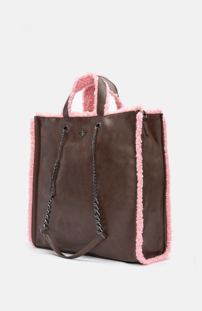 Shopper in Braun/Pink