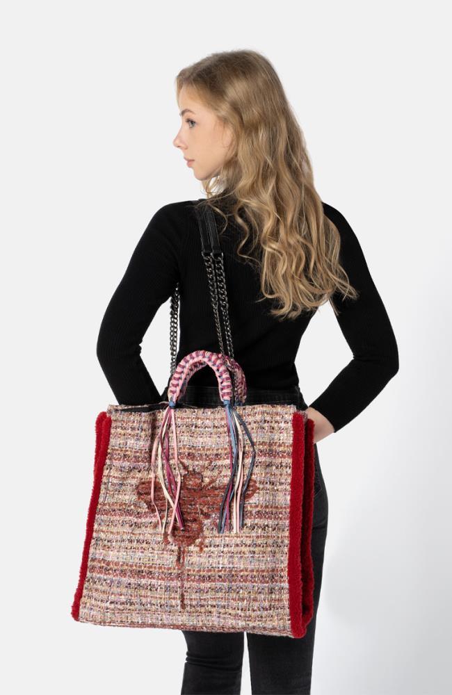 Bouclé-Handbag in Bordeaux