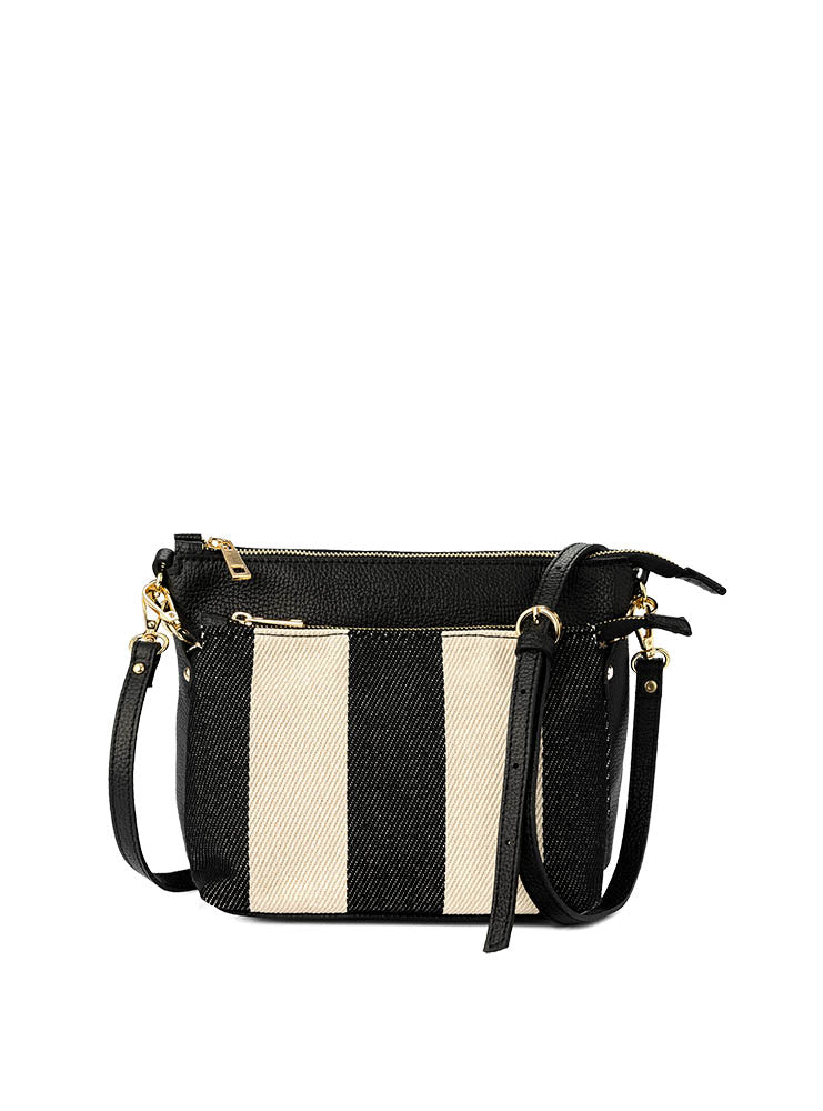 Crossbody bag Marie in Schwarz Weiß gestreift